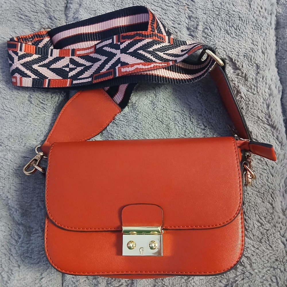 Bagamour Stylish Red Faux Leather Crossbody Bag